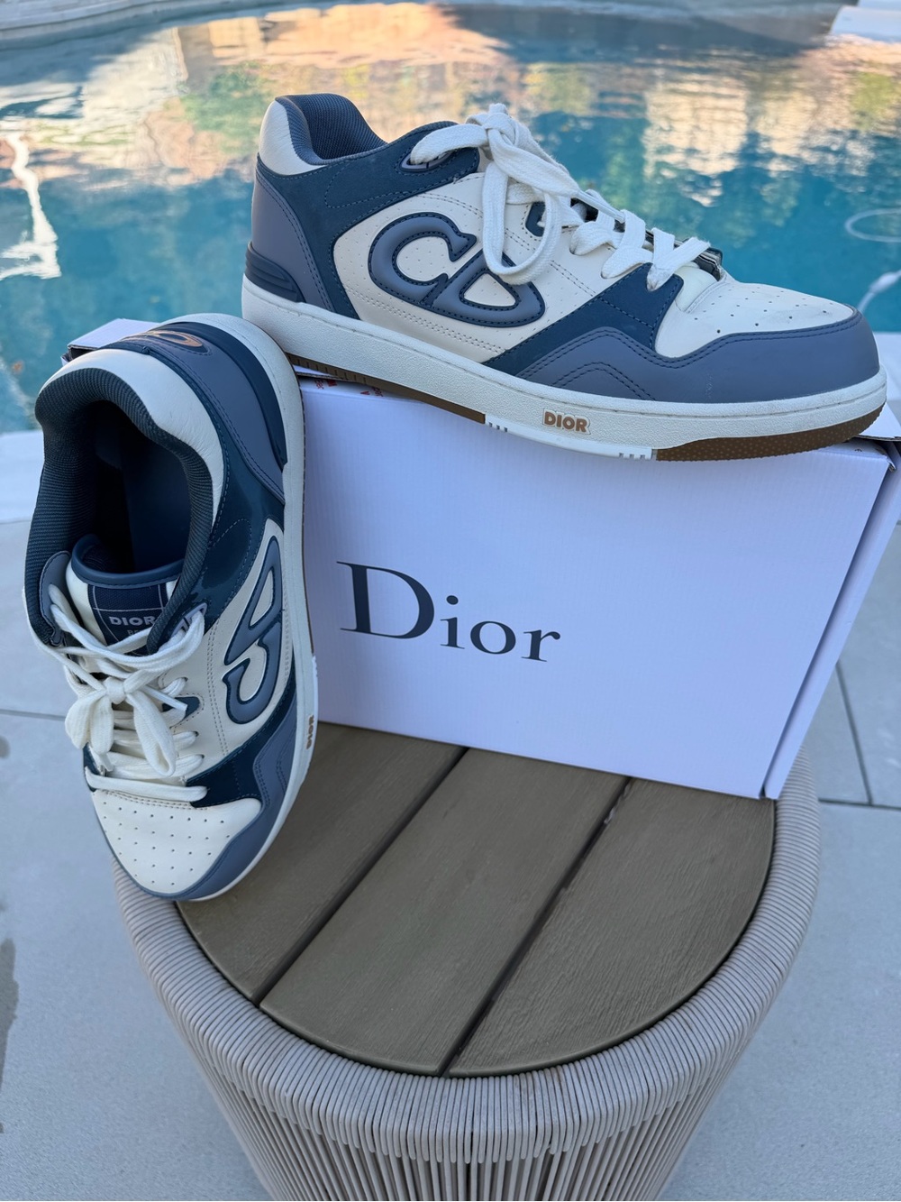 Dior B27 Low-Top Sneakers in Navy & White - Picture 1 of 13